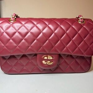 Red Leather Handbag (Deep Red)